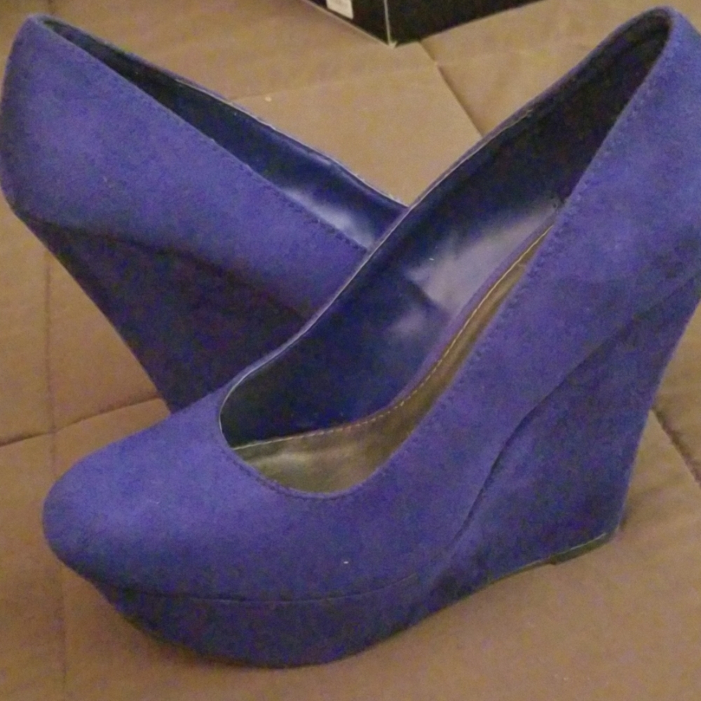 Royal Blue Suede Wedges